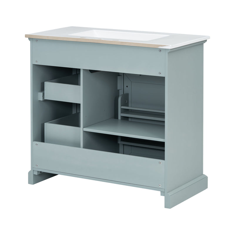 36" Bathroom Vanity With Sink, 2 Tip Out Drawers, Soft Close Hinges
