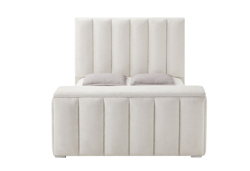 Serenity - Queen Bed With Speaker, TV Lift, Fireplace - Cream