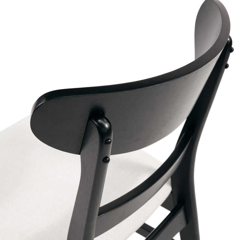 Dining Chairs With Upholstered Seat (Set of 2) - Black / Light Beige