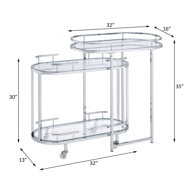 Piffo - Serving Cart Set - Clear Glass & Chrome