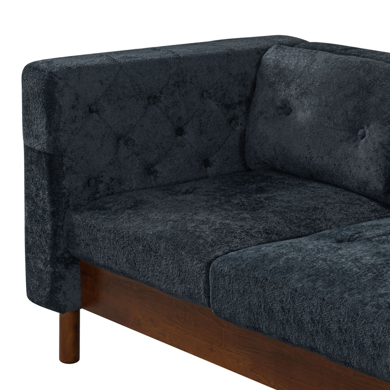 3 Seater Sofa With Square Arms, Tufted Pillow Back For Living Room