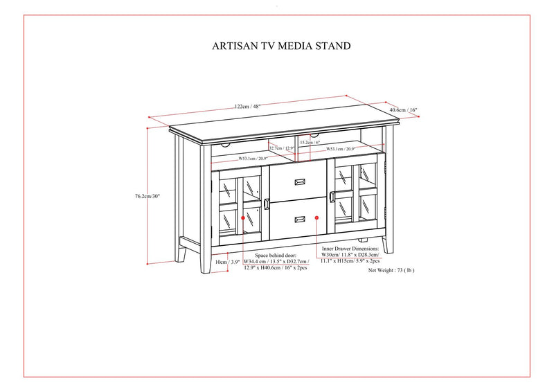 Artisan - TV Media Stand, Handcrafted - Russet Brown