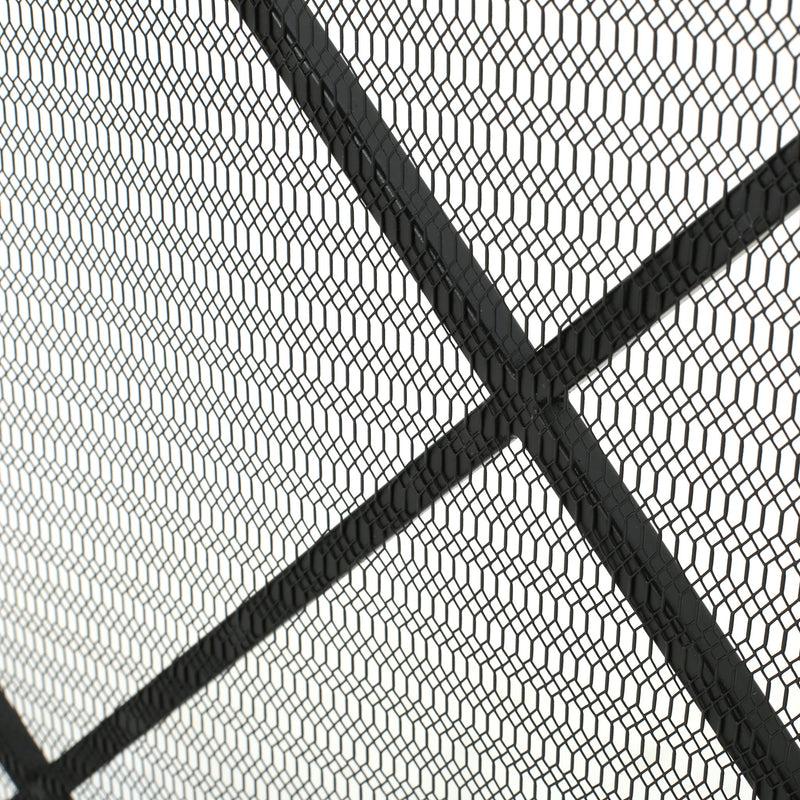 Minimalist Single Panel Iron Fireplace Screen With Diamond Design