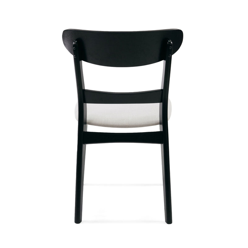 Dining Chairs With Upholstered Seat (Set of 2) - Black / Light Beige