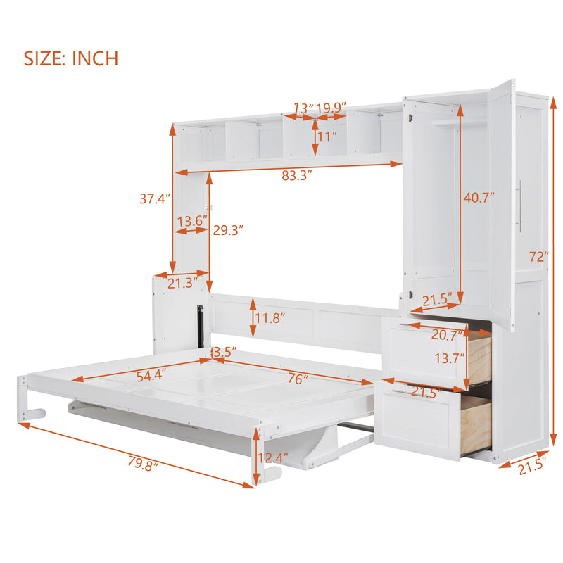 Space Saving Murphy Wall Bed With Closet And Drawers