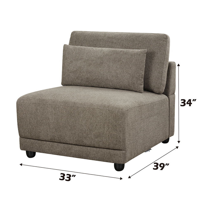 Rylie - Modular Armless Chair With Pillow - Brown Linen