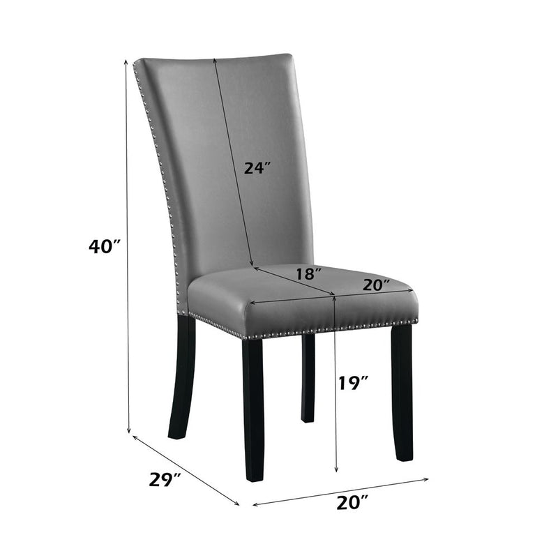 Caralin - Side Chair (Set of 2) - Gray Synthetic Leather & Black