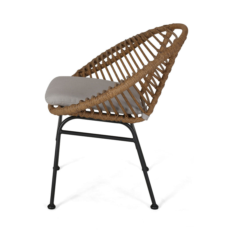 Cordella - Outdoor Woven Wicker Chairs With Cushions, (Set of 2)