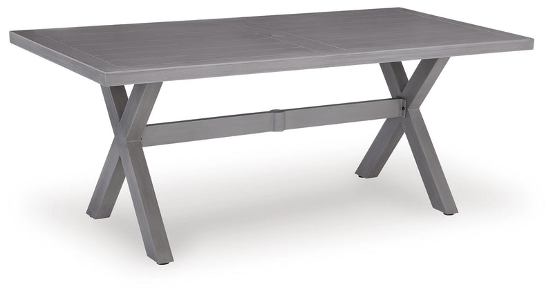 Half Moon Beach - Mesa de comedor rectangular con opción de sombrilla - Gris