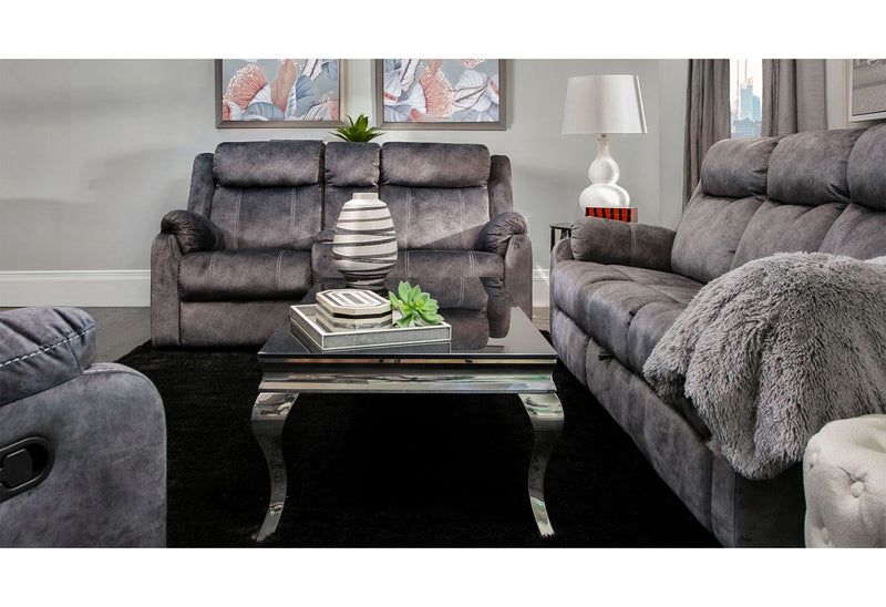 U7303 - 3 Piece Living Room Set (Recliner Sofa / Console Power Recliner Loveseat / Glider Recliner) - Granite