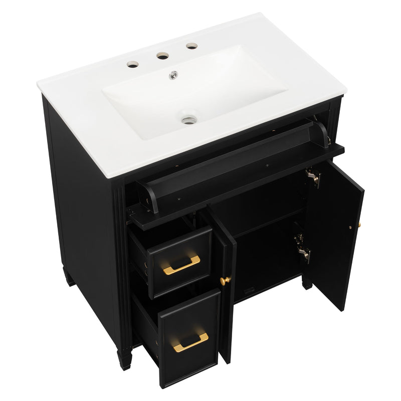 Freestanding Bathroom Vanity With Sink, Soft Close Door, Tip Out Drawer