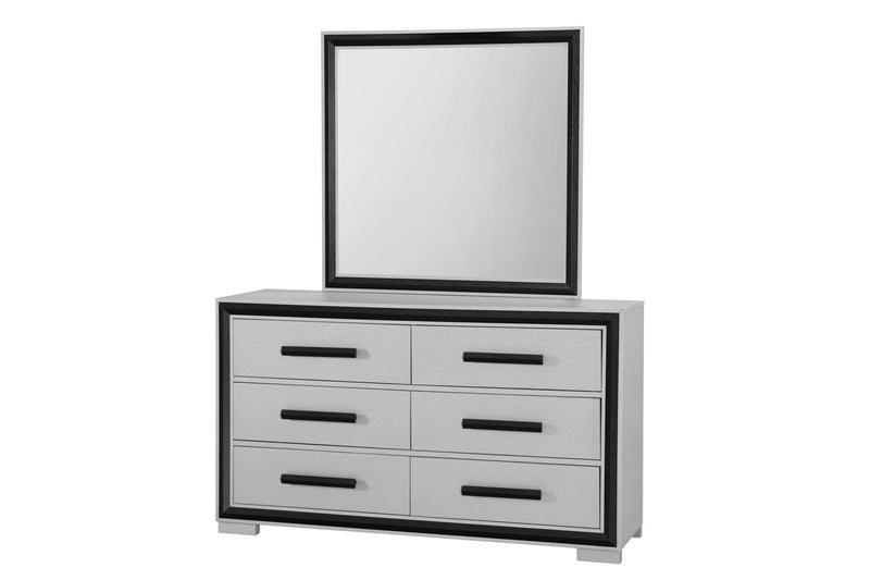 Amelia - 5 Piece King Bedroom Set (King Bed With LED, Cooler And Speaker) - Black / Gray