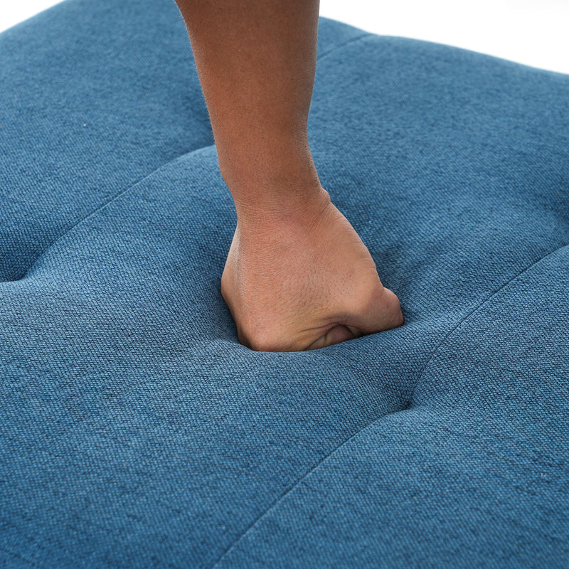 Ottoman, Compact Footrest For Living Room - Navy Blue