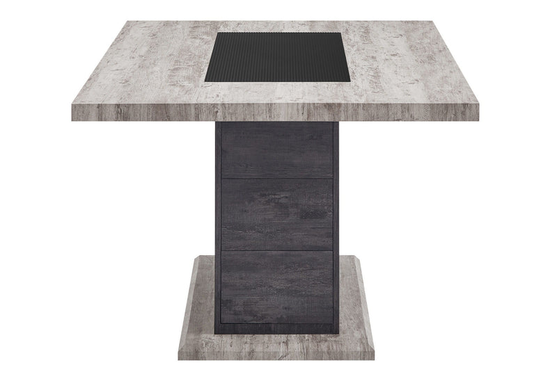 D8030 - 7 Piece Dining Room Set (Dining Table With 2 Storage Drawers And 1 Storage Door And 6 Dining Chairs) - Black / Brown