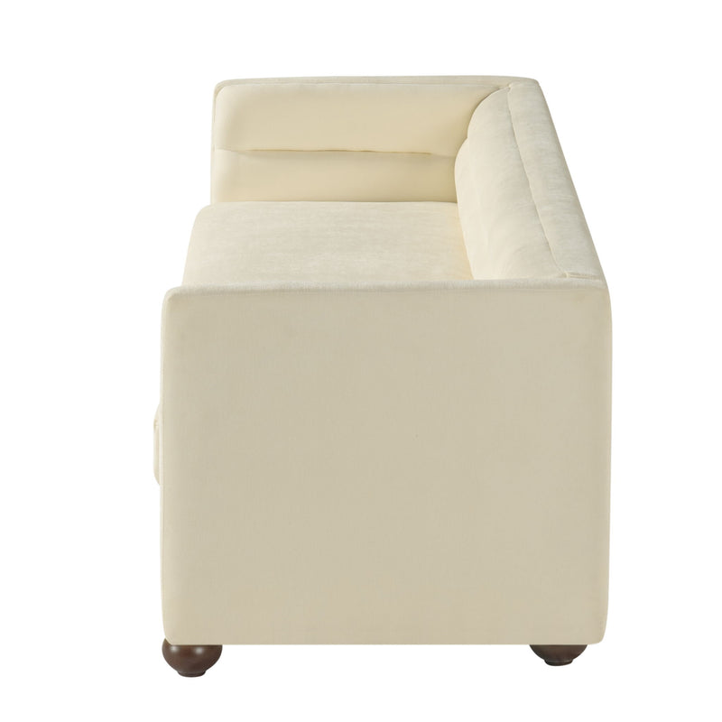 3 Seater Sofa Upholstery With Square Arms, Living Room Couch