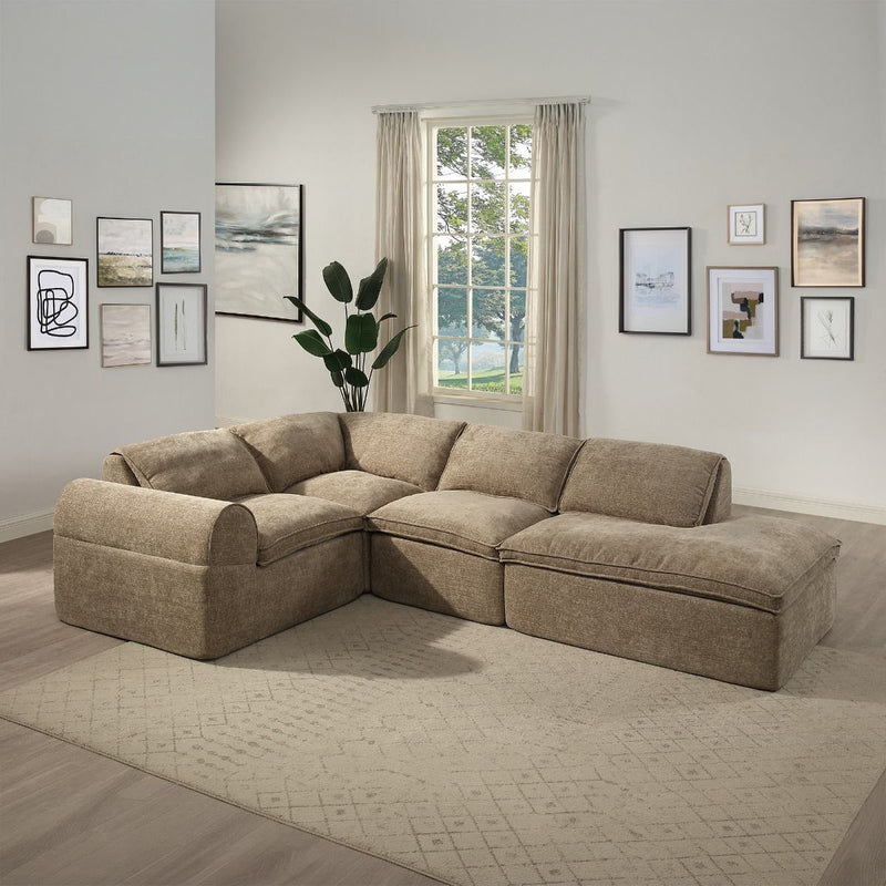 Almano - Modular Armless Chair - Light Brown Chenille