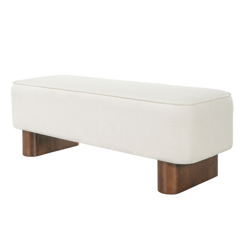 Upholstered Ottoman Bench With Thick Padded Design - Beige