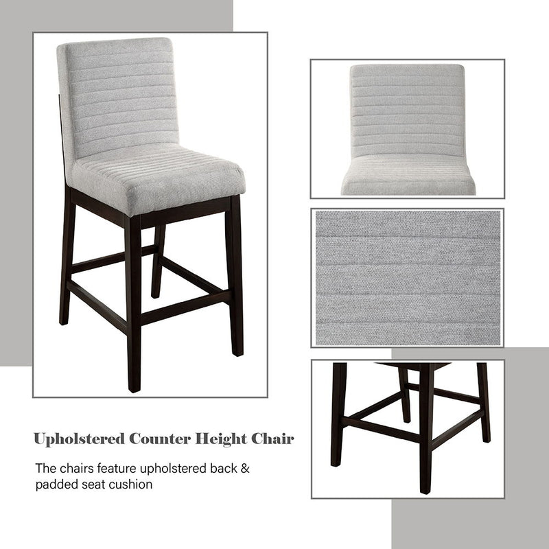 Edwyn - Counter Height Chair (Set of 2) - Gray Linen & Espresso