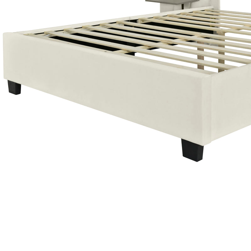Upholstered Platform Bed With Big Headboard