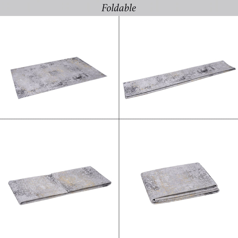 Maval - 6' X 9' Washable Area Rug - Gray / Gold