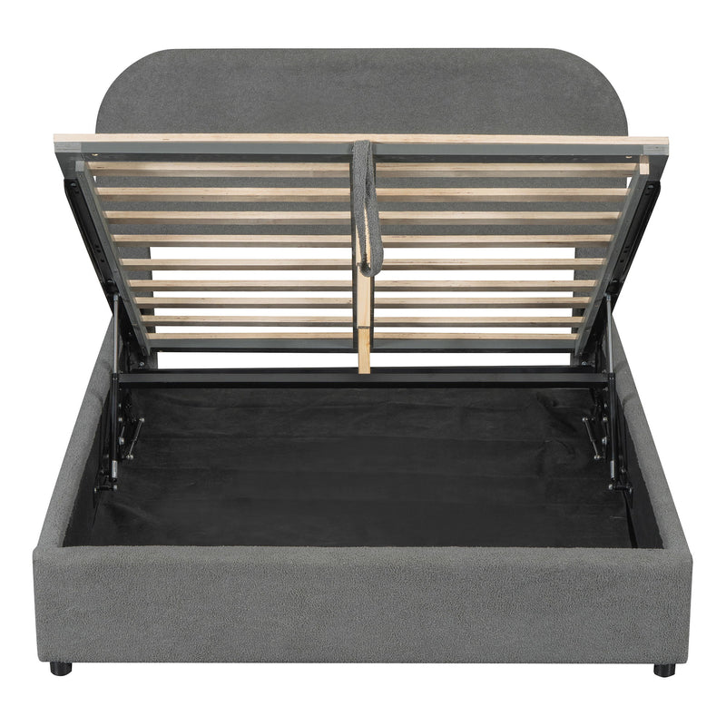 Upholstered Platform Bed With Hydraulic Storage System