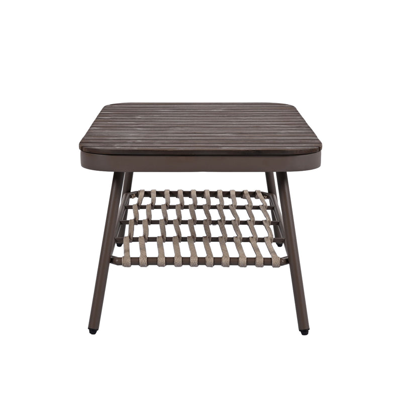4 Piece Outdoor Patio Furniture Set, Metal Chairs With Woven Rope U Shaped Backrest
