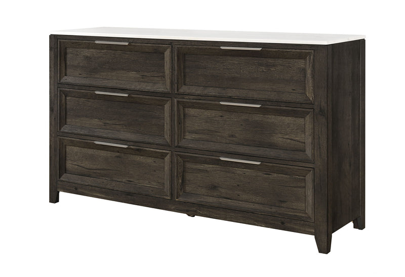 Mariah - 5 Piece King Bedroom Set (Bed, Dresser & Mirror, Nightstand, Chest) - Dark Brown