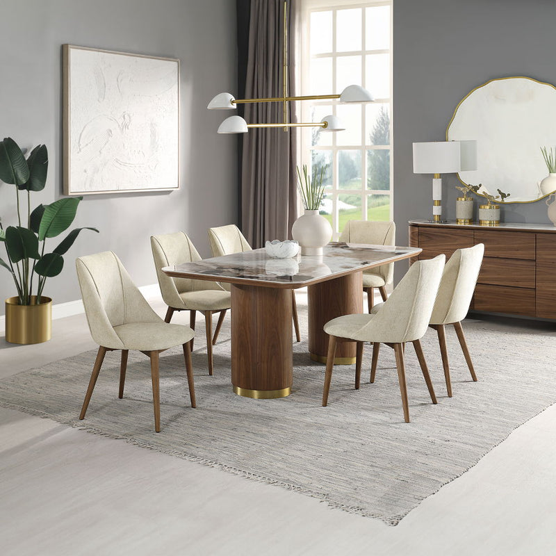 Willene - Side Chair (Set of 2) - Beige Fabric & Walnut
