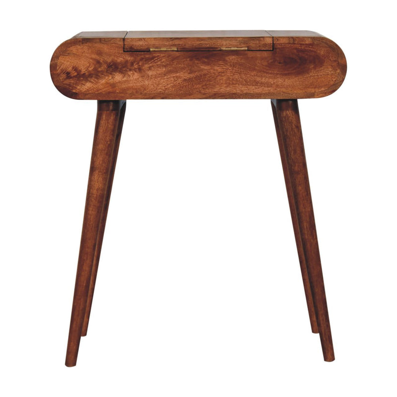 Mini Dressing Table With Foldable Mirror - Caramel