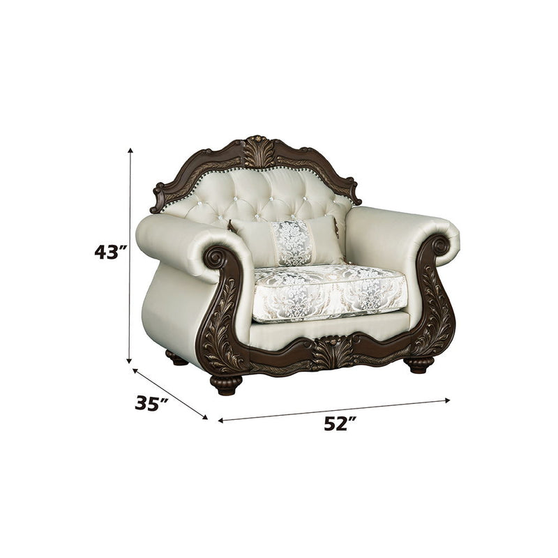 Pierce - Chair With Pillow - Beige Fabric & Cherry