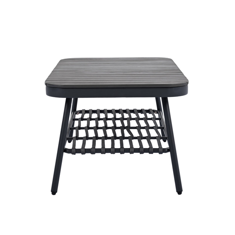 4 Piece Outdoor Patio Furniture Set, Metal Chairs With Woven Rope U Shaped Backrest