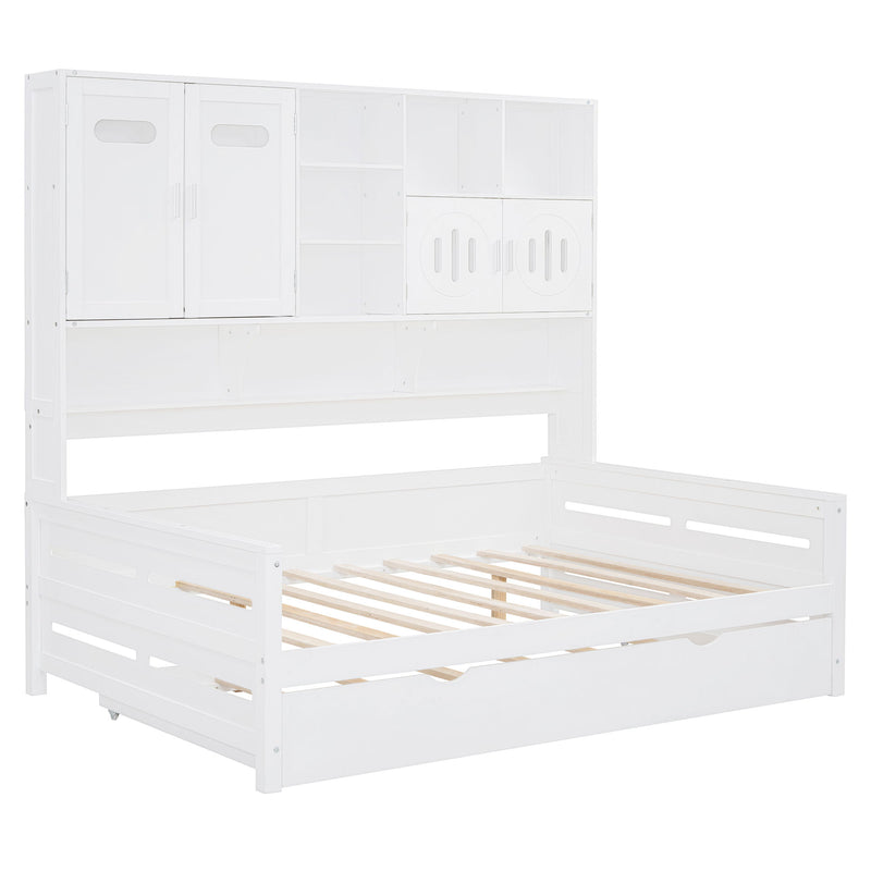 Daybed With All-In-One Cabinet And Shelf