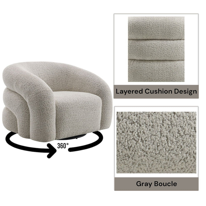 Irma - Chair With Swivel - Gray Boucle