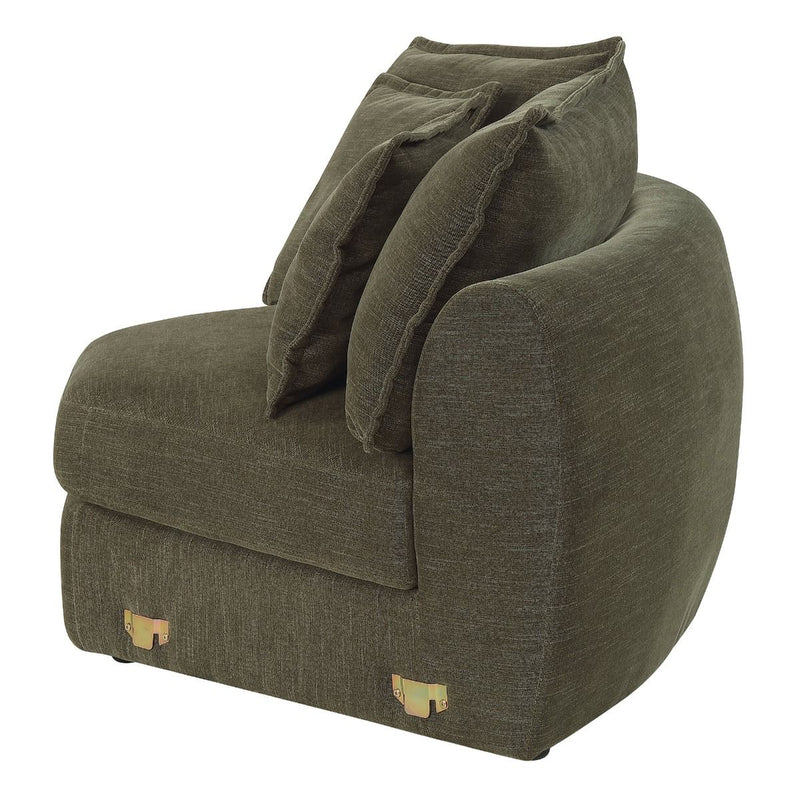 Leighton - Modular Wedge With 4 Pillows - Green Chenille