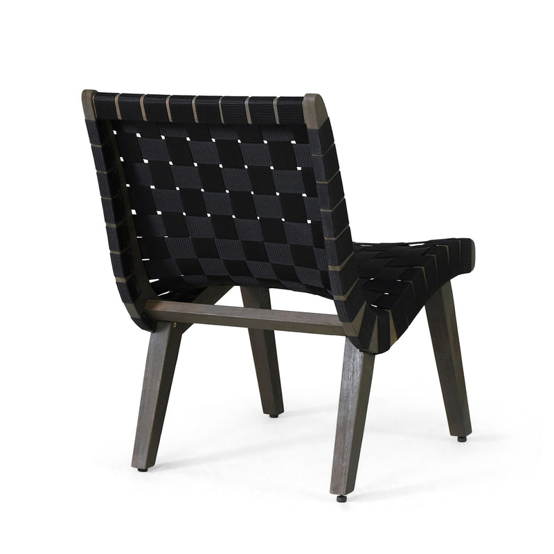 Lounge Chair With Stunning Rope Weave Design, (Set of 2) - Black