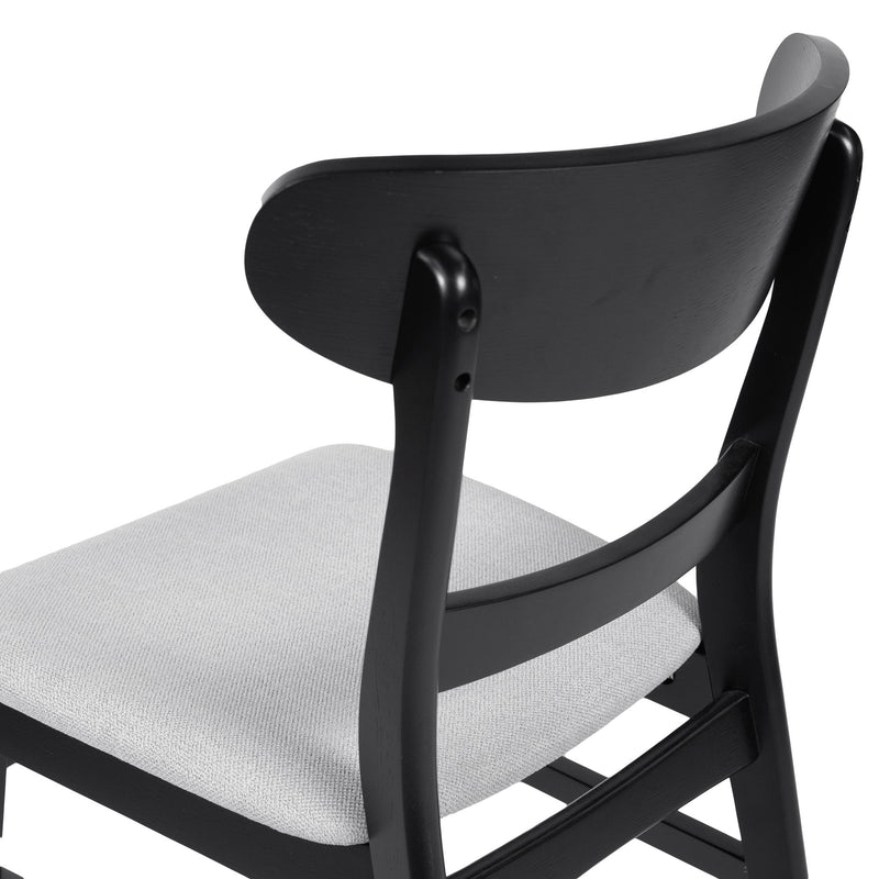 5 Piece Dining Set With 1 Table And 4 Upholstered Chairs - Black / Light Gray