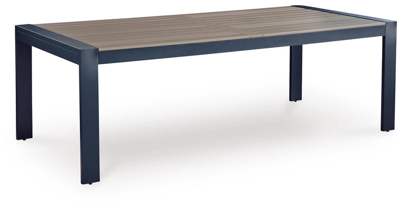 East Beach - Mesa de comedor rectangular con opción de sombrilla - Azul