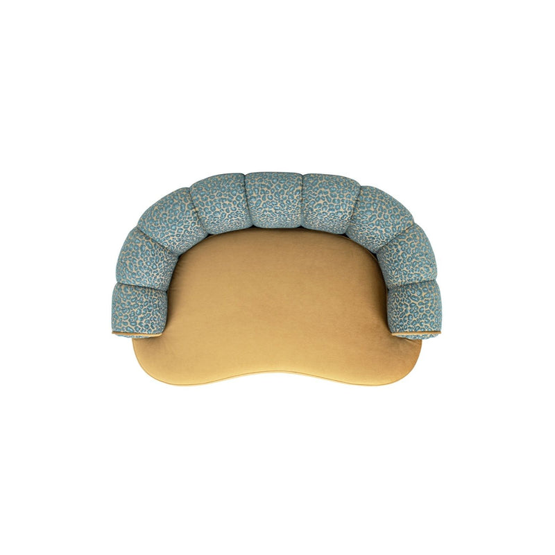Halle - Rolled Arm Dog Sofa Bed - Gold / Blue