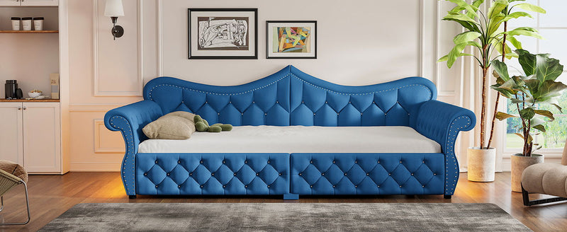 Upholstered Daybed With LED Lighting And Nailhead Trim