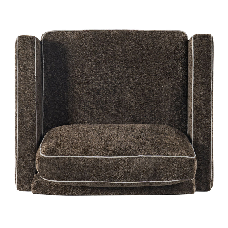 Accent Chair Upholstered Single Sofa With Square Arms, Sewn Pillow Back For Living Room