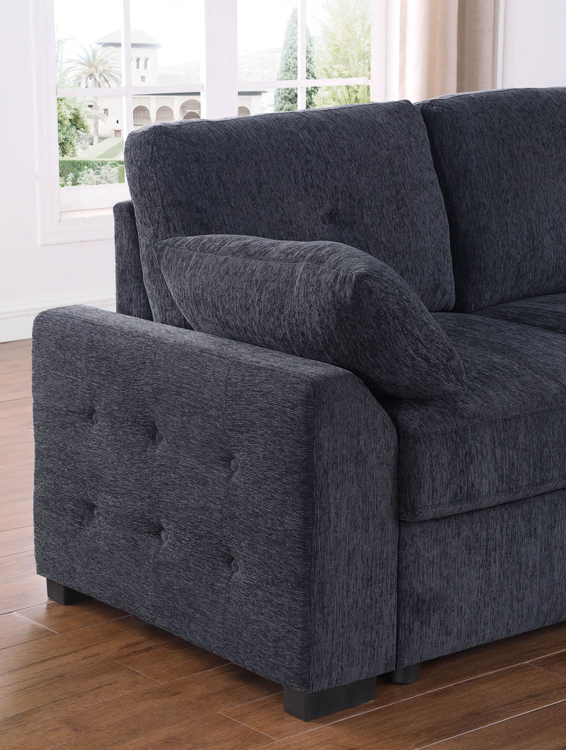 Nyhan - Upholstered Corner Sectional With Pull Out Loveseat And Storaged Chaise