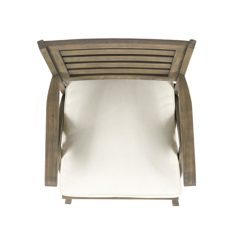 Helen - Outdoor Acacia Wood Dining Chair (Set of 2) - Gray / Creme