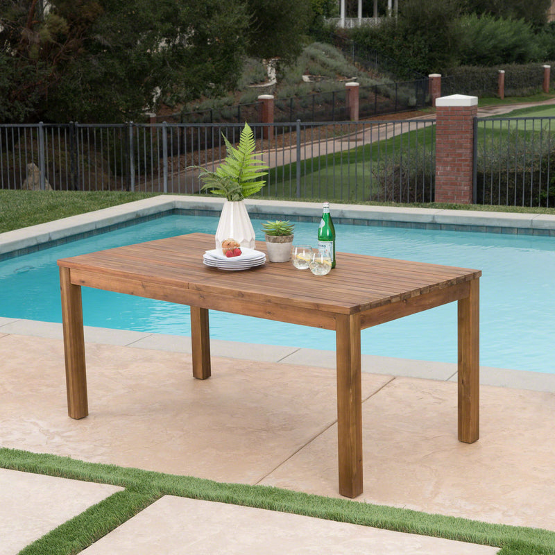 Wilson - Expandable Dining Table With Slat Design - Teak Acacia Wood