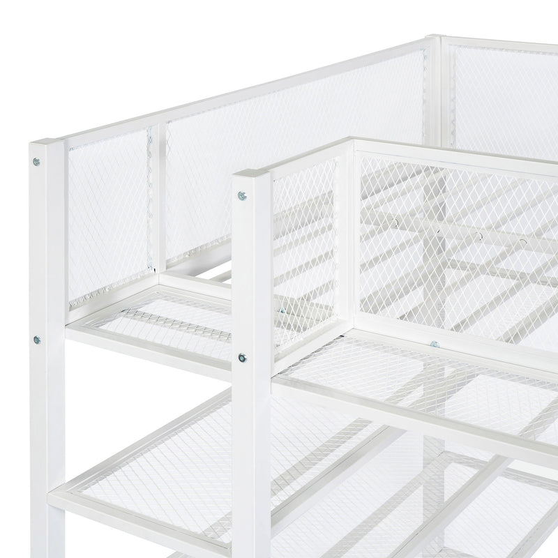 Loft Bed With 4 Tier Shelves And Storage