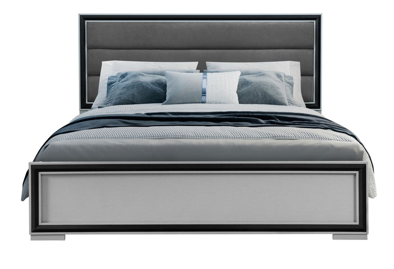 Amelia - Full Bed With LED - Gray / Black