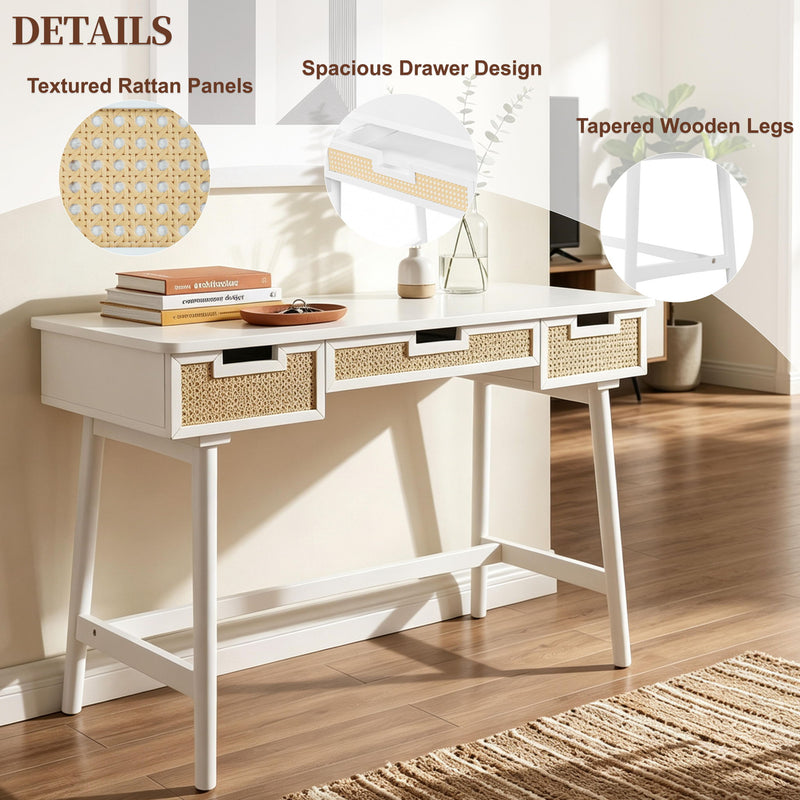Writing Desk With 3 Drawers For Living Room