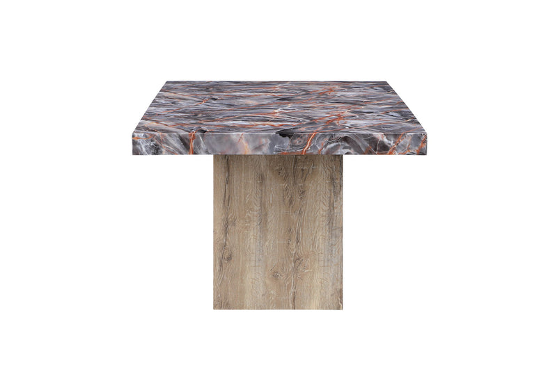 D02 - 5 Piece Dining Room Set (Dining Table, 4 Chairs) - Lava / Natural