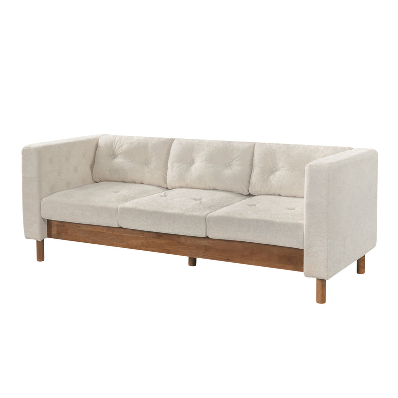 3 Seater Sofa With Square Arms, Tufted Pillow Back For Living Room