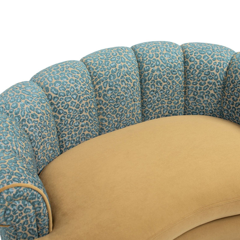 Halle - Rolled Arm Dog Sofa Bed - Gold / Blue