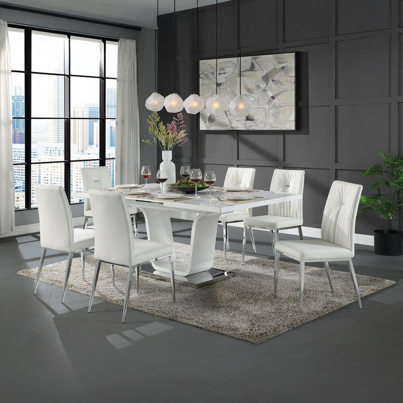 Kamaile - Side Chair (Set of 2) - Beige Synthetic Leather & Chrome